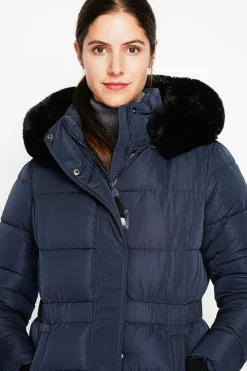 Assuili Manteaux|Doudoune longue bleu nuit