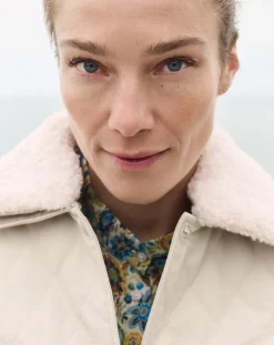 Caroll Manteaux|Doudoune Vancouver col fausse fourrure beige