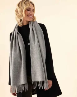 Indies Echarpes, Foulards|Echarpe 100% Laine Sandra gris chiné - 160x54x10 cm