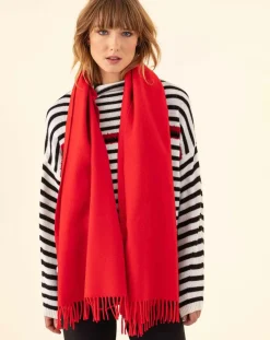 Indies Echarpes, Foulards|Echarpe 100% Laine Sandra rouge - 160x54x10 cm