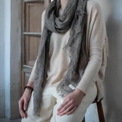 Bed and Philosophy Echarpes, Foulards|Echarpe en lin grise 70x200cm