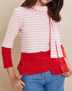 Devernois Echarpes, Foulards|Echarpe Everest rayée rose/rouge - 160x20 cm