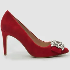 Cosmoparis Escarpins|Escarpins en Velours de Cuir Manifika rouges - Talon 9 cm