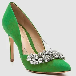 Cosmoparis Escarpins|Escarpins en Velours de Cuir Adia verts - Talon 8 cm