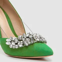 Cosmoparis Escarpins|Escarpins en Velours de Cuir Adia verts - Talon 8 cm