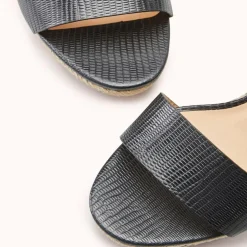 Cosmoparis Sandales À Talons|Espadrilles compensées en Cuir Zemi noires - Talon 9 cm