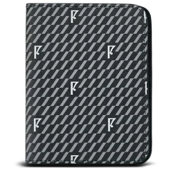 Maison Faret Pochettes|Etui passeport en Toile enduite noir/gris - 14x10x2 cm