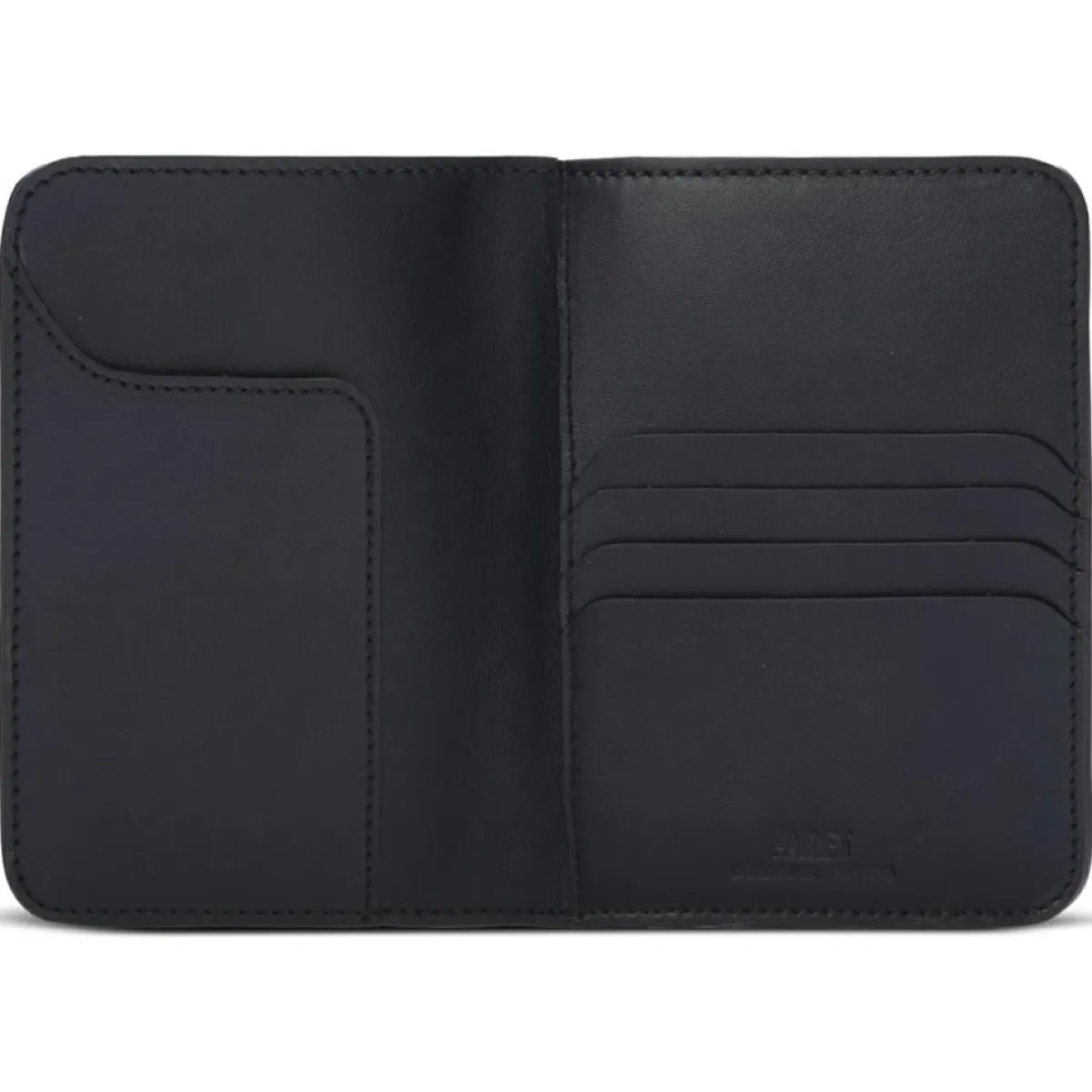 Maison Faret Pochettes|Etui passeport en Toile enduite noir/gris - 14x10x2 cm