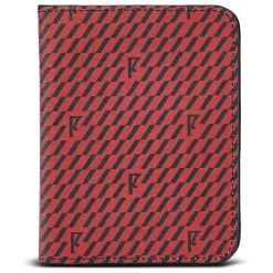 Maison Faret Pochettes|Etui passeport en Toile enduite noir/rouge - 14x10x2 cm