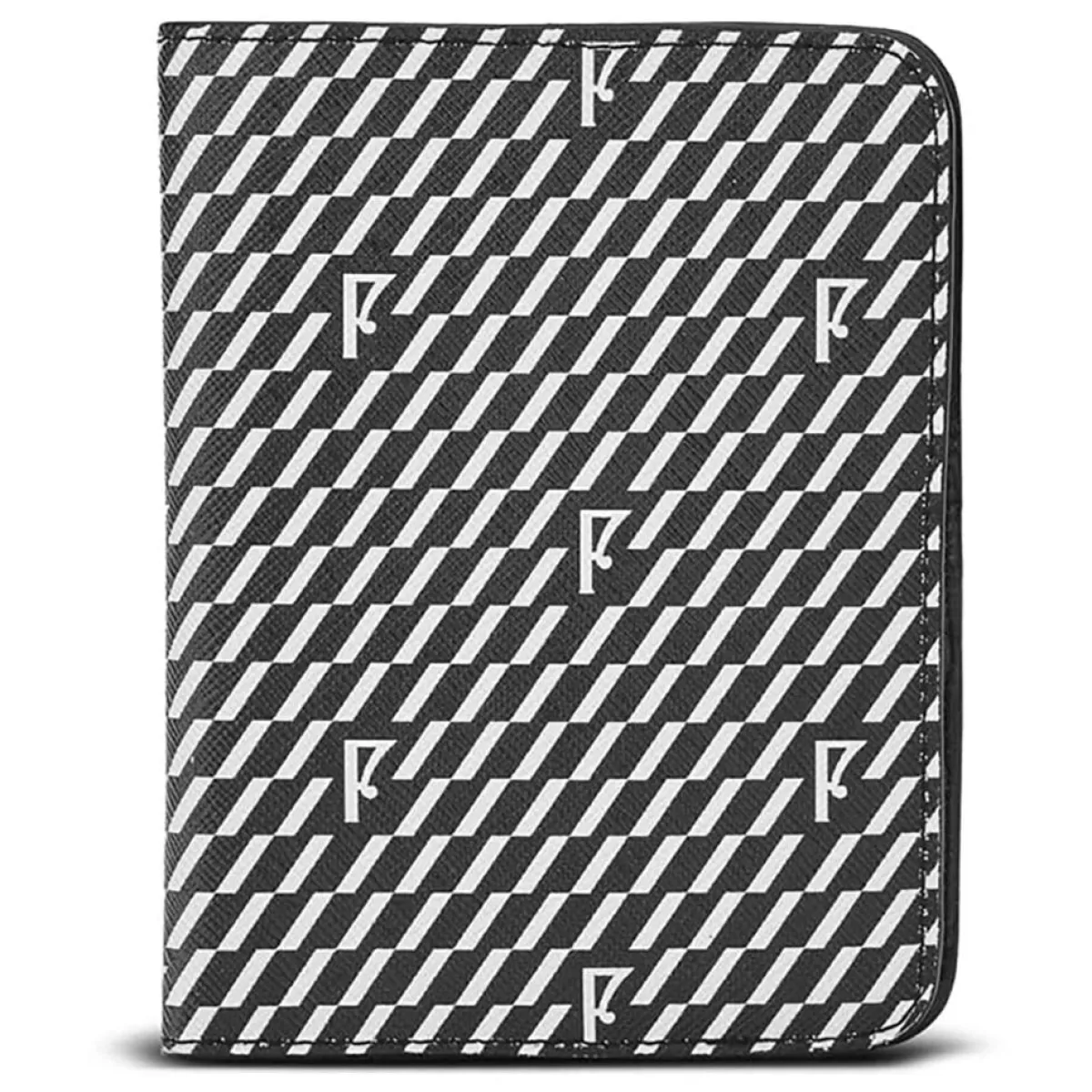 Maison Faret Pochettes|Etui passeport en Toile enduite noir/blanc - 14x10x2 cm