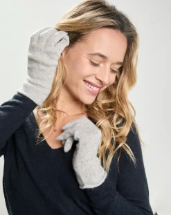 Cashmere Tribu Gants, Moufles|Gants 100% Cachemire Garance gris chiné clair
