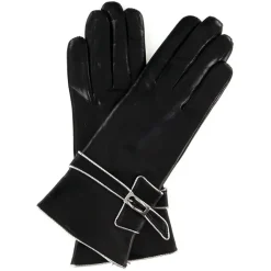 Maison Fabre Gants, Moufles|Gants en Cuir d'Agneau doublure Laine Leila noirs