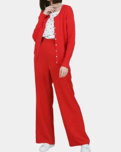 Molly Bracken Gilets Et Cardigans|Gilet uni boutonnée rouge