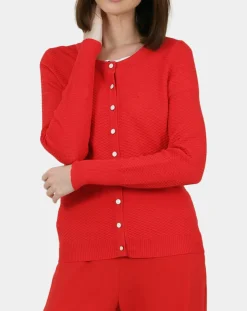 Molly Bracken Gilets Et Cardigans|Gilet uni boutonnée rouge