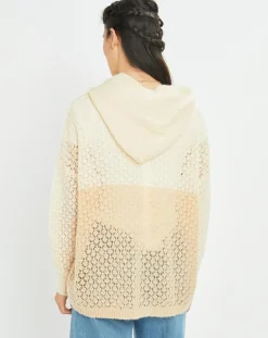 Lauren Vidal Gilets Et Cardigans|Gilet ajouré en Mohair mélangé Milane abricot/écru