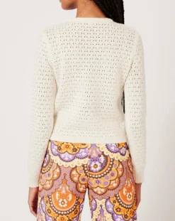 Manoush Gilets Et Cardigans|Gilet ajouré Pointelle écru