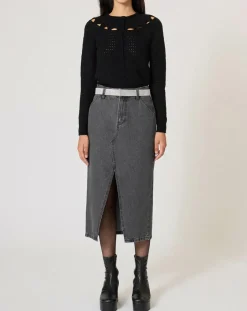 Manoush Gilets Et Cardigans|Gilet ajouré Pointelle noir