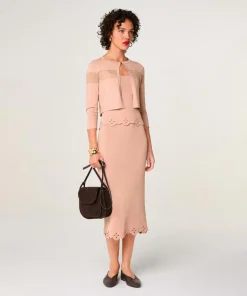 Rodier Gilets Et Cardigans|Gilet Albertine col rond rose poudre