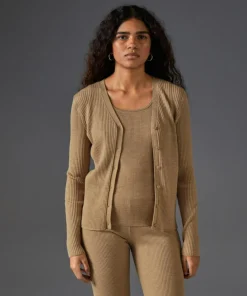 Rodier Gilets Et Cardigans|Gilet Alexane 100% laine cache-coeur marron chamois