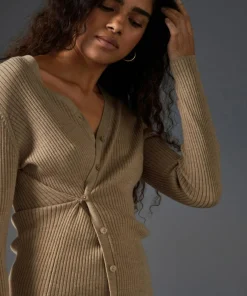 Rodier Gilets Et Cardigans|Gilet Alexane 100% laine cache-coeur marron chamois