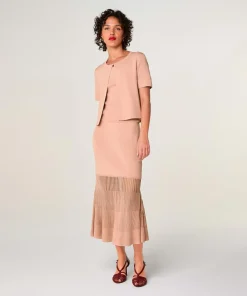 Rodier Gilets Et Cardigans|Gilet Allison col rond rose poudre