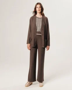 Rodier Gilets Et Cardigans|Gilet Anjelica en côtes marron havane