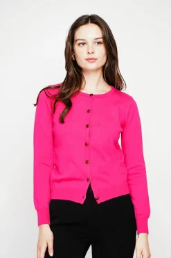 C&Jo Gilets Et Cardigans|Gilet col ras du cou fushia