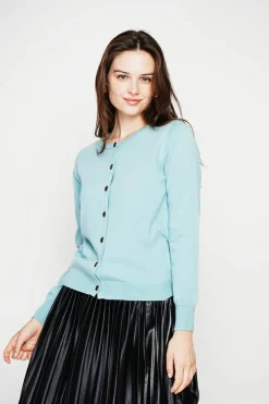 C&Jo Gilets Et Cardigans|Gilet col ras du cou turquoise