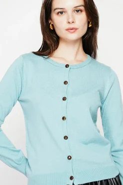 C&Jo Gilets Et Cardigans|Gilet col ras du cou turquoise