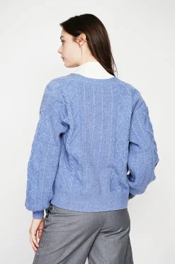 C&Jo Gilets Et Cardigans|Gilet col v bleu gris