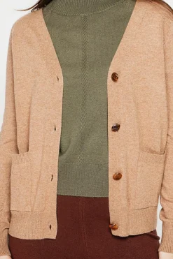 C&Jo Gilets Et Cardigans|Gilet col v boutonné camel