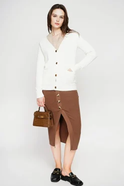 C&Jo Gilets Et Cardigans|Gilet col v boutonné naturel