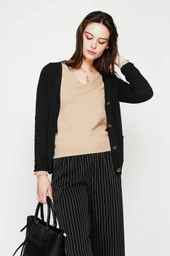 C&Jo Gilets Et Cardigans|Gilet col v boutonné noir