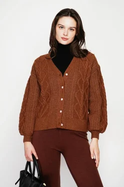 C&Jo Gilets Et Cardigans|Gilet col v marron