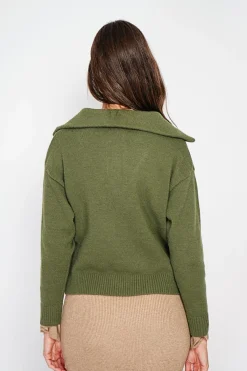 C&Jo Gilets Et Cardigans|Gilet double col kaki