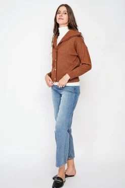 C&Jo Gilets Et Cardigans|Gilet double col marron