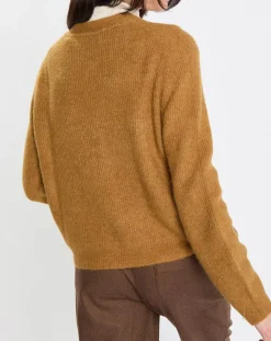 Marc O'Polo Gilets Et Cardigans|Gilet en Alpaga & Laine mélangés 3 Boutons kaki marron