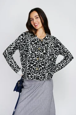 Assuili Gilets Et Cardigans|Gilet en Cachemire & Soie mélangés Léopard noir