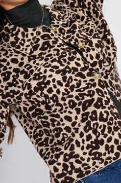 Assuili Gilets Et Cardigans|Gilet en Cachemire & Soie mélangés Léopard camel/marron