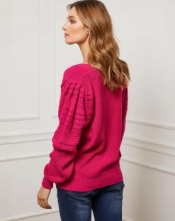 Fleur de cachemire Gilets Et Cardigans|Gilet en Cachemire mélangé Liv fushia