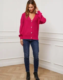 Fleur de cachemire Gilets Et Cardigans|Gilet en Cachemire mélangé Liv fushia