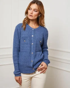 Fleur de cachemire Gilets Et Cardigans|Gilet en Cachemire mélangé Stephanie indigo