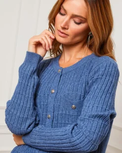 Fleur de cachemire Gilets Et Cardigans|Gilet en Cachemire mélangé Stephanie indigo