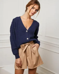 Fleur de cachemire Gilets Et Cardigans|Gilet en Cachemire mélangé Liv marine