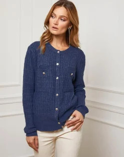 Fleur de cachemire Gilets Et Cardigans|Gilet en Cachemire mélangé Stephanie marine