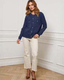 Fleur de cachemire Gilets Et Cardigans|Gilet en Cachemire mélangé Stephanie marine