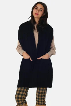 Assuili Gilets Et Cardigans|Gilet en Cachemire mélangé grand col noir