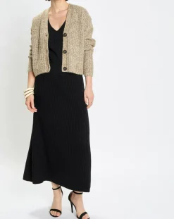 Marc O'Polo Gilets Et Cardigans|Gilet en Coton, Laine & Alpaga mélangés grosse maille chiné marron