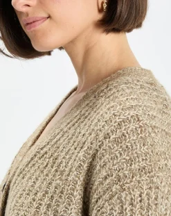 Marc O'Polo Gilets Et Cardigans|Gilet en Coton, Laine & Alpaga mélangés grosse maille chiné marron