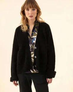 Indies Gilets Et Cardigans|Gilet en Kidmohair & Laine mélangés Bonnie noir